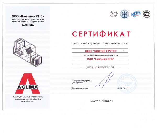 Сертификат A-Clima